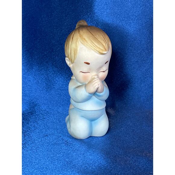 Vintage Bisque Porcelain Kneeling Praying Child Figurine - Picture 1 of 5
